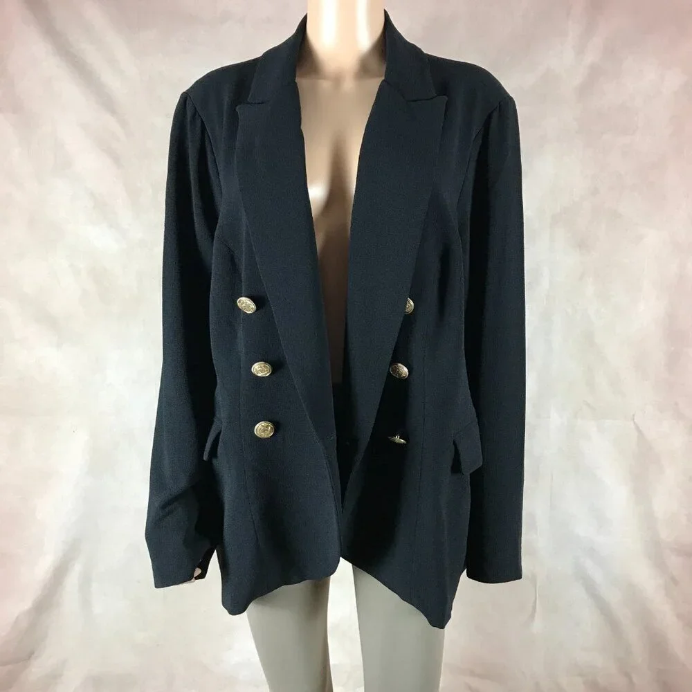 Estelle Plus Size Black Double-Breasted Blazer 2X/20W